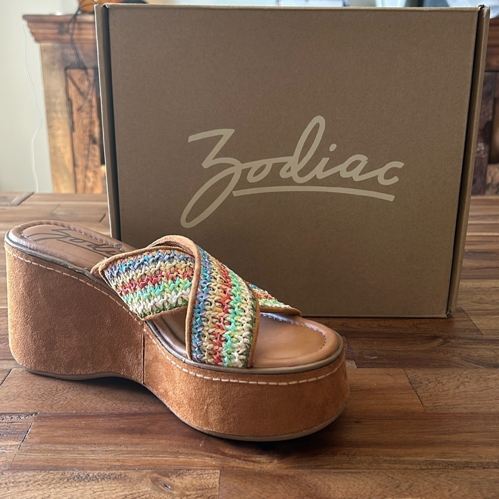 Zodiac Nessa-raffia wedge sandals NWT size 9